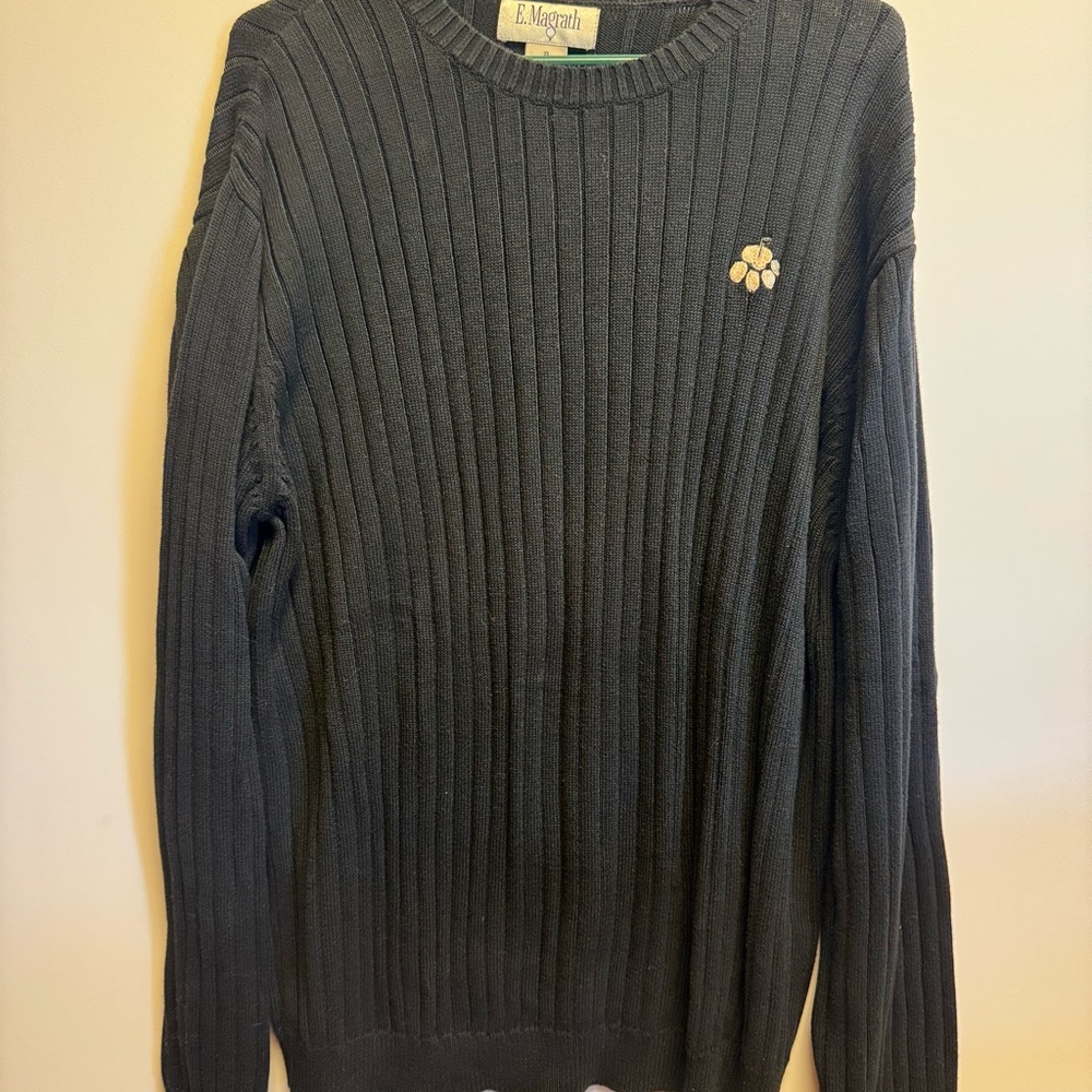 Charcoal Ribbed Crewneck Sweater for‎ Men